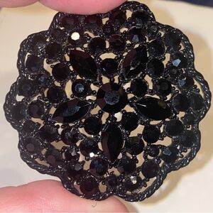 Black Victorian Brooch with Faceted Stones